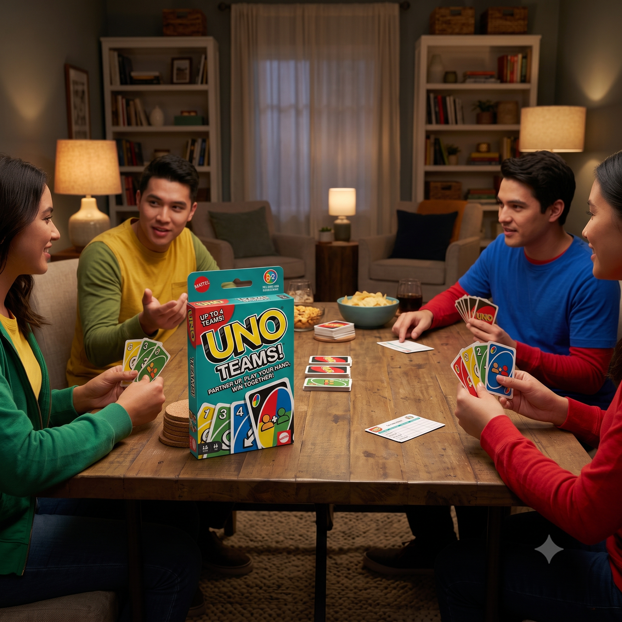 Multi Player UNO TEAMS! Family Party Game Card by Mattel
