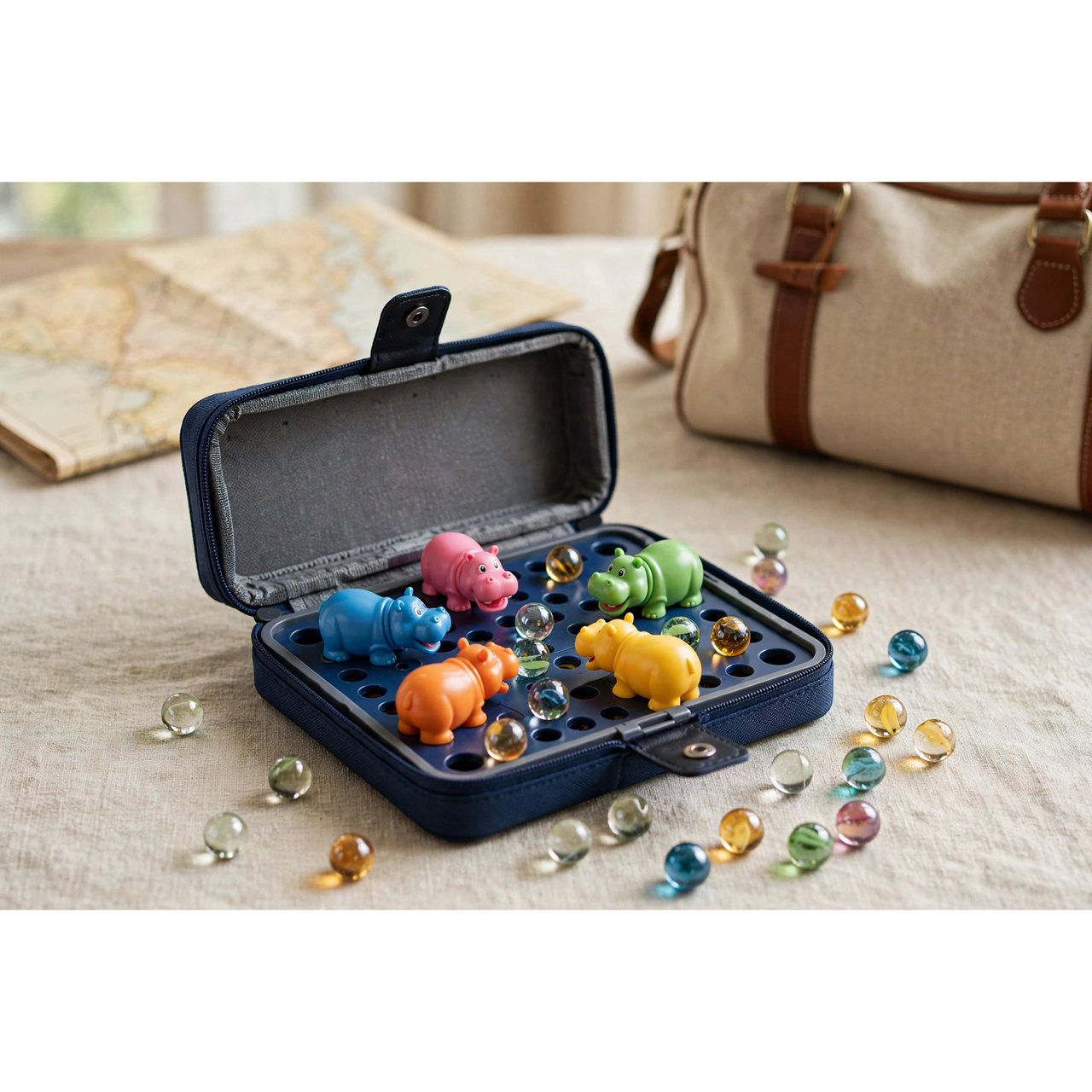 Hasbro Gaming Hungry Hungry Hippos Grab and Go Game — in use