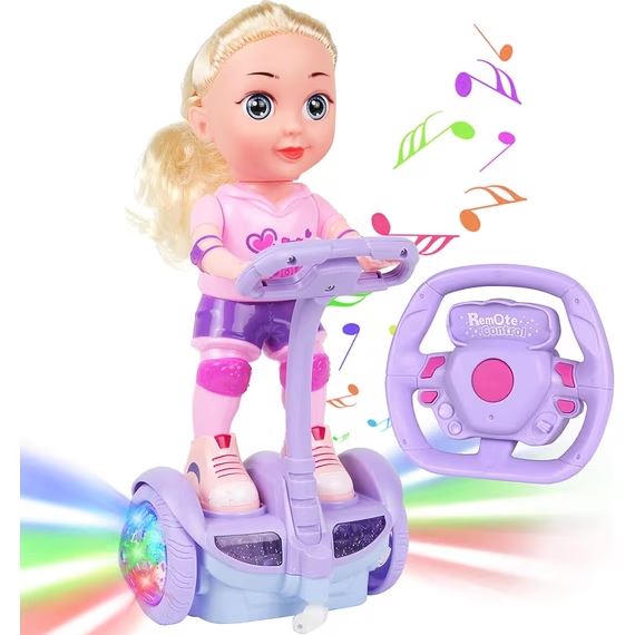 Remote Control Barbie Doll Scooter Toy Electric Riding Girl Doll with Flashing Lights