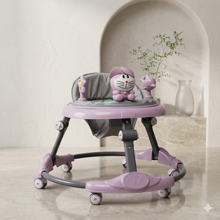 Doraemon Baby Walker with Character Toys & Storage  Purple Foldable
