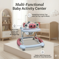 Thumbnail for 2in1 Baby Rocker & Walker with Cat Light & Music Toy Multi-Functional Activity