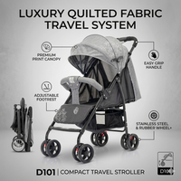 Luxury Quilted Fabric Compact Travel Stroller