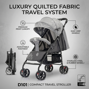 Luxury Quilted Fabric Compact Travel Stroller