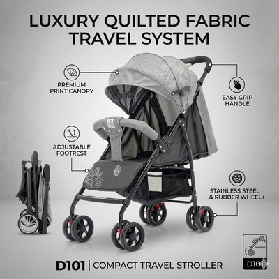 Luxury Quilted Fabric Compact Travel Stroller