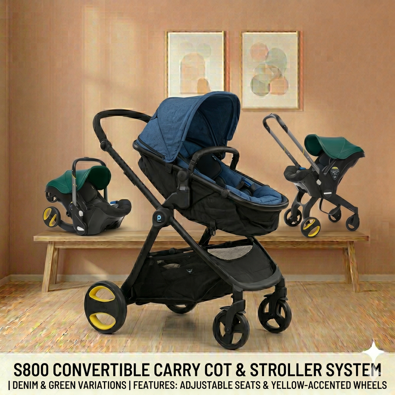 S800 3in1 Convertible Carry Cot Stroller & Car Seat