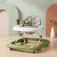 Thumbnail for Airplane Baby Walker with Activity Tray Olive Green Foldable Design