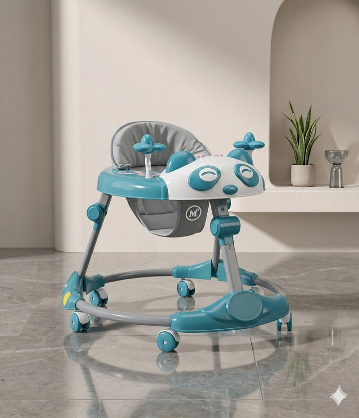 Panda Baby Walker with Propeller Toys Teal Foldable Height Adjustable