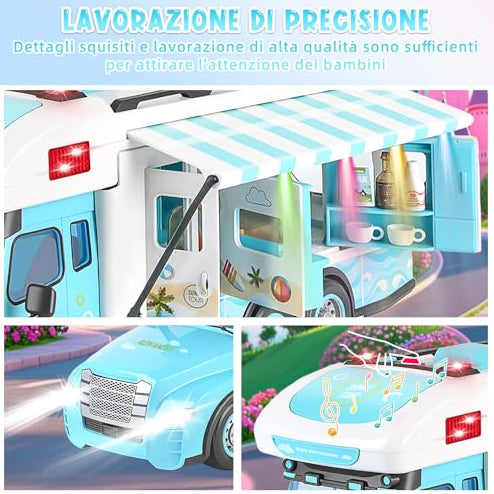 2-in-1 Expandable Camper Van Playset with Lights & Sounds