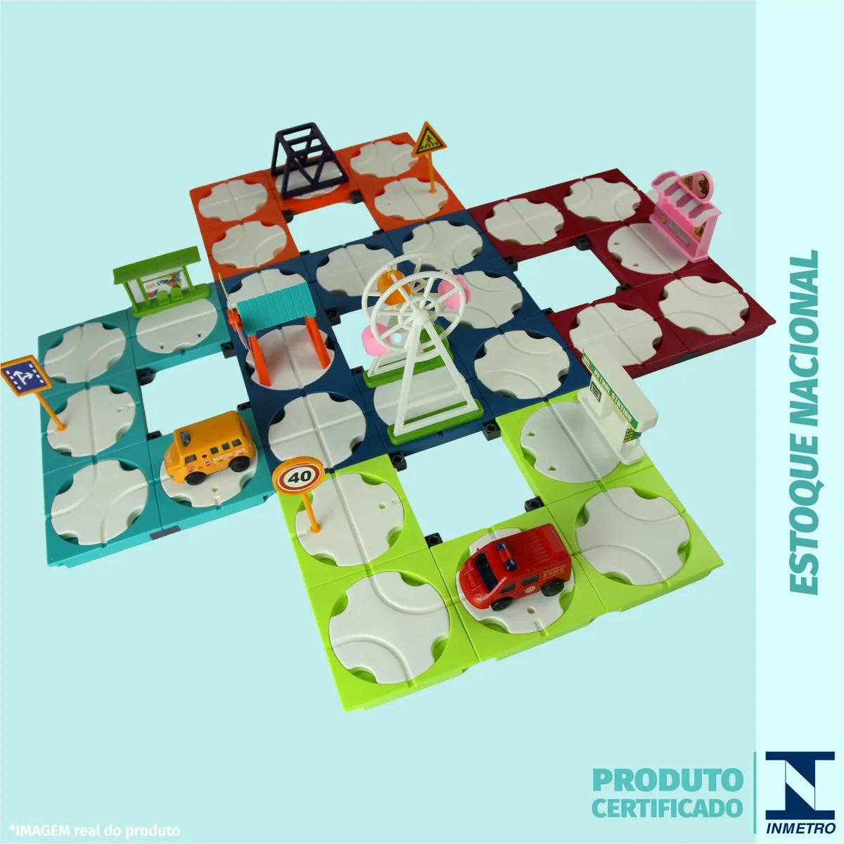 DIY 110 Piece Block Track Set with 2 Electric Cars