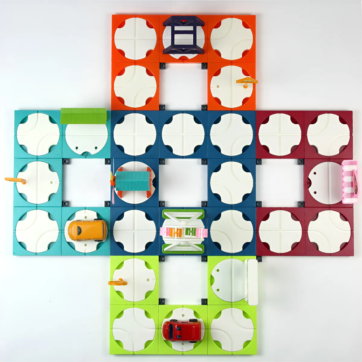 DIY 110 Piece Block Track Set with 2 Electric Cars