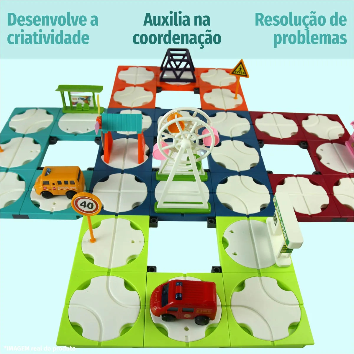 DIY 110 Piece Block Track Set with 2 Electric Cars