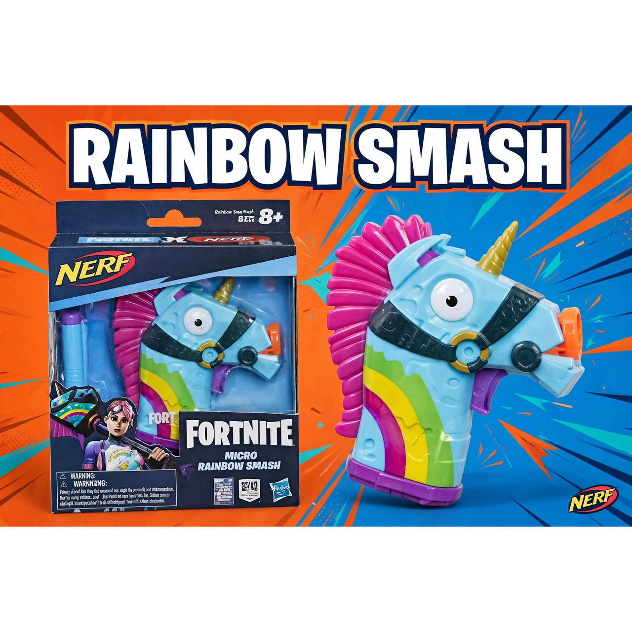 Nerf Fortnite Micro Rainbow Smash Blaster by Hasbro — hero