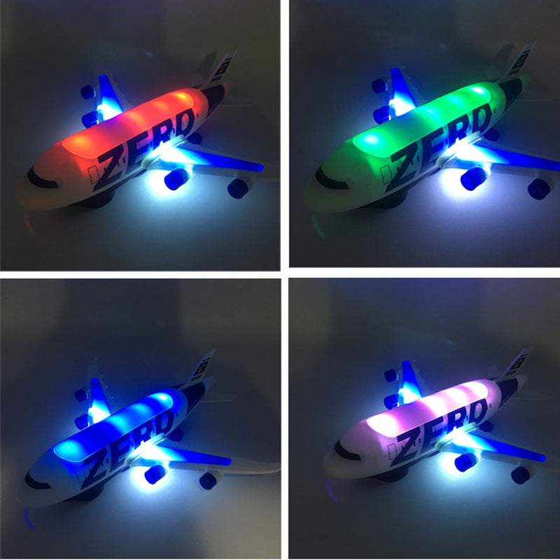 Light And Music Airplane Toy, With Lifting And Obstacle Function