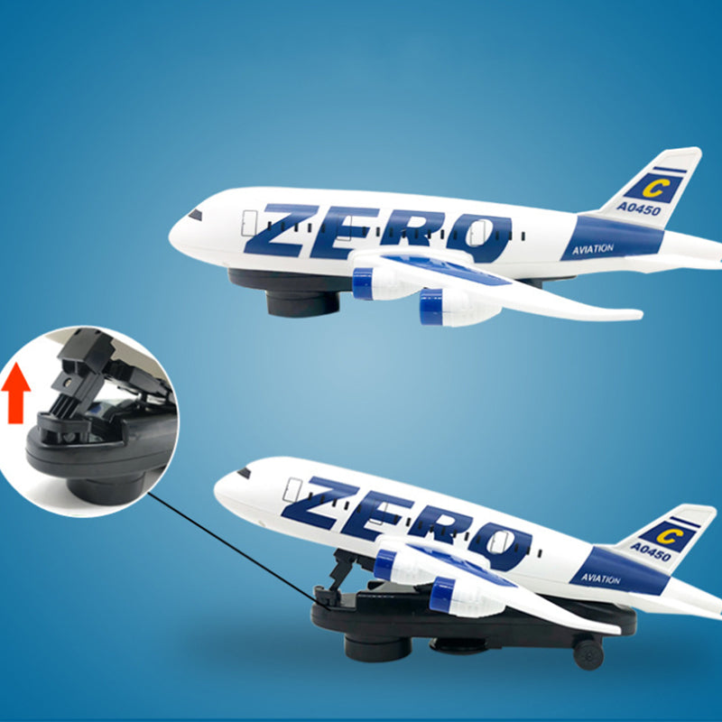 Light And Music Airplane Toy, With Lifting And Obstacle Function
