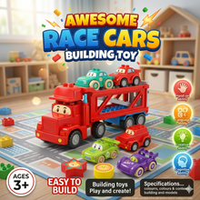 Transporter Race Cars Building Block Toy Set