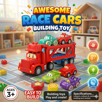 Transporter Race Cars Building Block Toy Set
