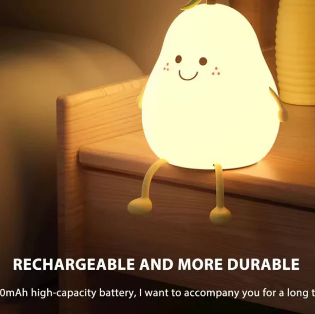Cute Pear Character Silicone Night Light