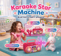 Thumbnail for Karaoke Star Bluetooth Speaker With 2 Microphones & LED Lights