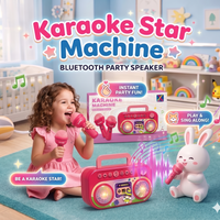 Karaoke Star Bluetooth Speaker With 2 Microphones & LED Lights