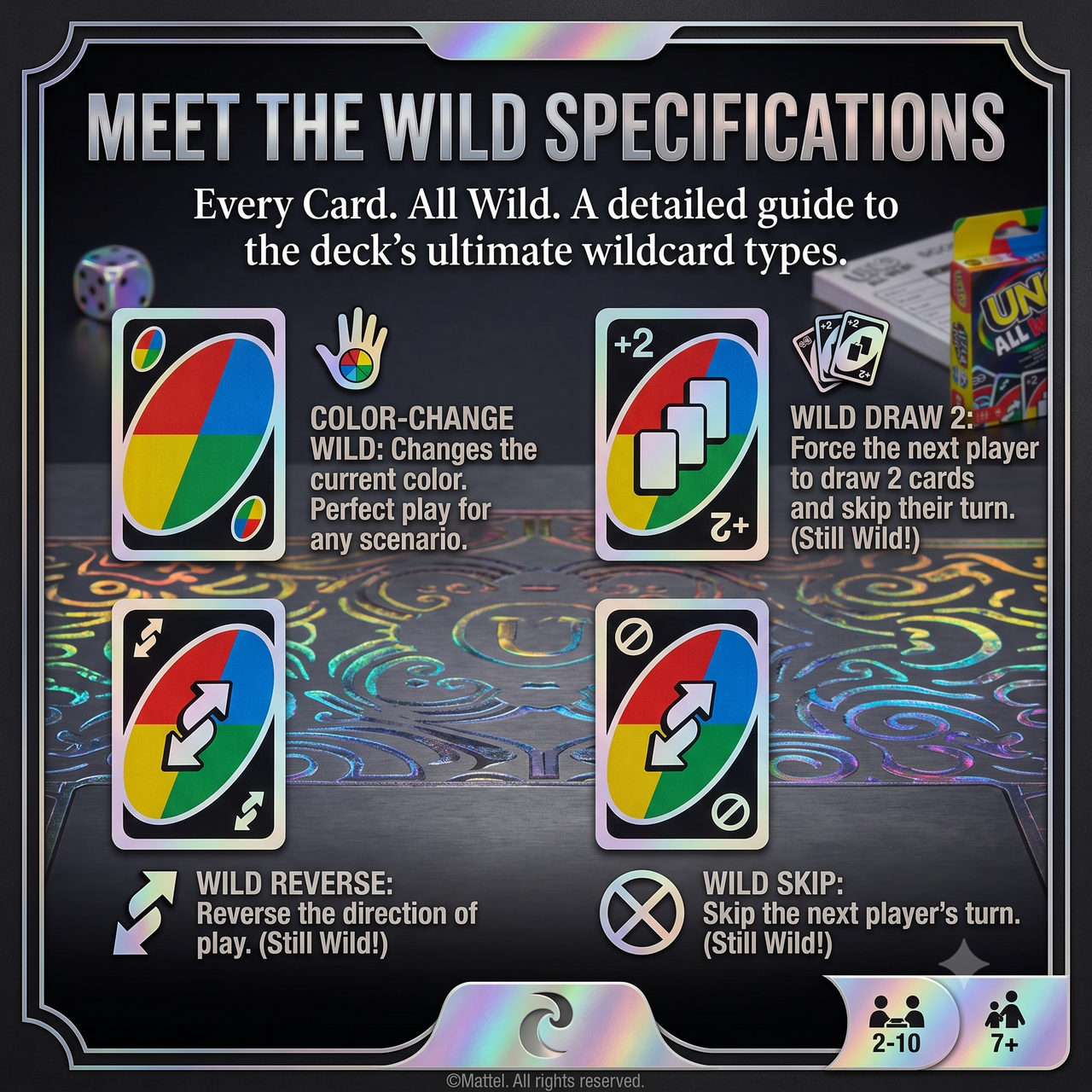 Multi Players UNO ALL WILD! Card Family Game by Mattel