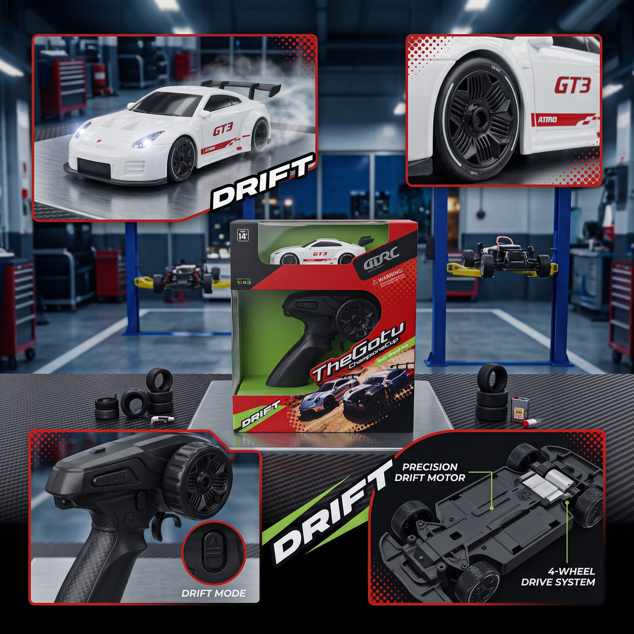 1:43 Scale 4DRC Remote Control GT3 Drift Racing Car