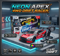 Thumbnail for 4WD RC Drift Car with 7-Color Neon Lights & Extra Tires – 2.4GHz 30KM/H
