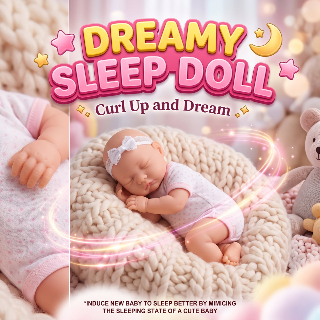 Sleeping Expression Sweet Baby Doll in Pink