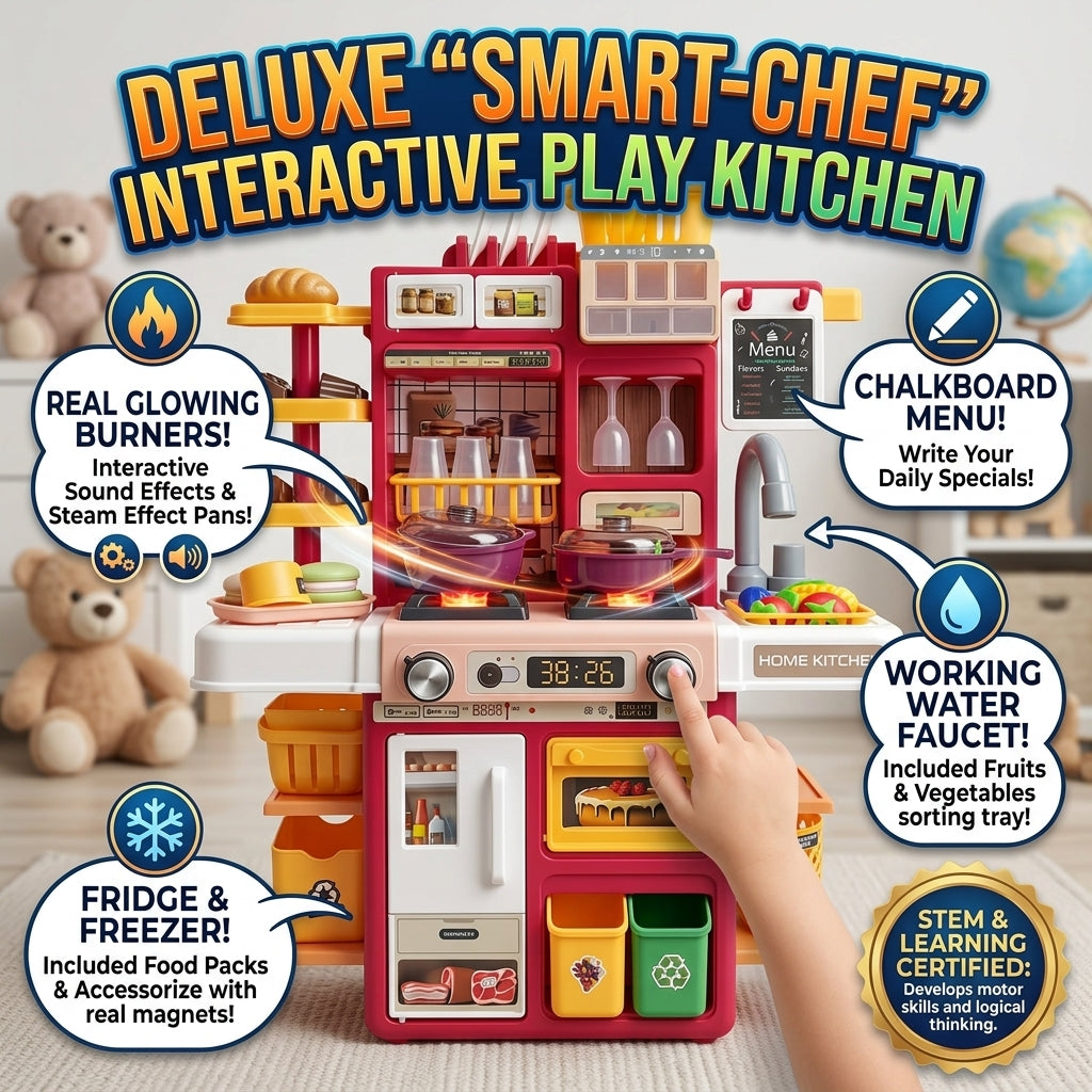 Kids Home Kitchen Playset with Light & Sound