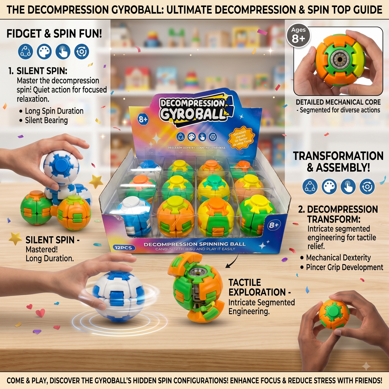 Top Spin Gyroball Spinning Ball Toys (1 Pcs)