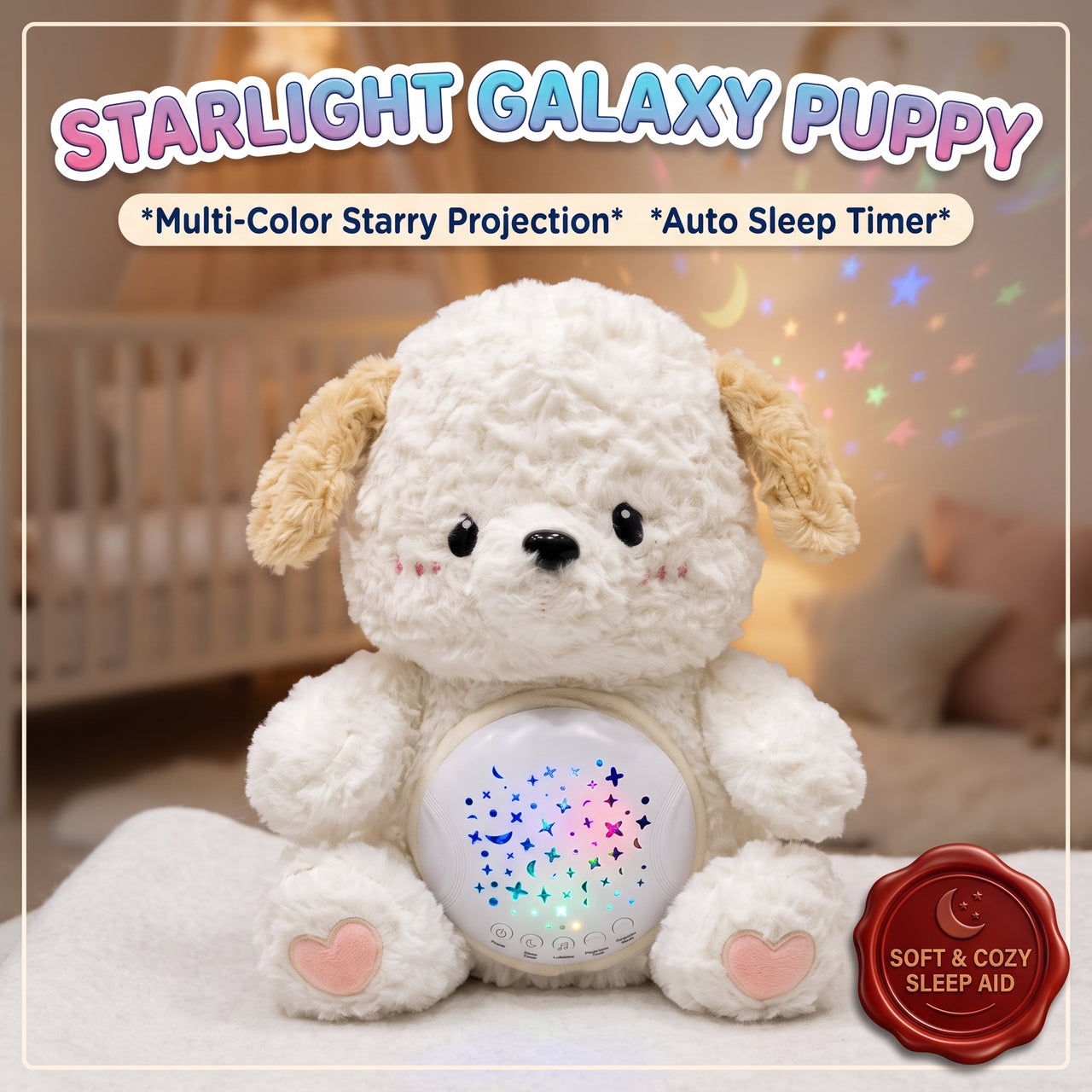 Star Projector White Noise Puppy Dog Stuff Toys With Sleep Soother