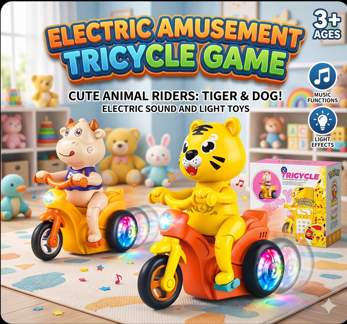 Rotating Tiger Tricycle Toy for Kids Motorcycle