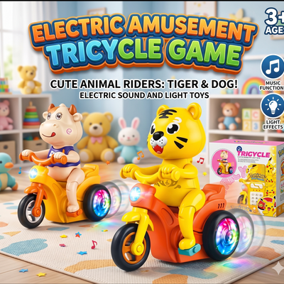 Rotating Tiger Tricycle Toy for Kids Motorcycle
