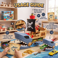 Thumbnail for Shark Pirate Ship Car Launcher Playset with 2 Mini Cars