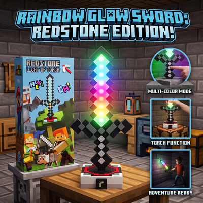Minecraft Pixel Sword LED Lamp with Stand