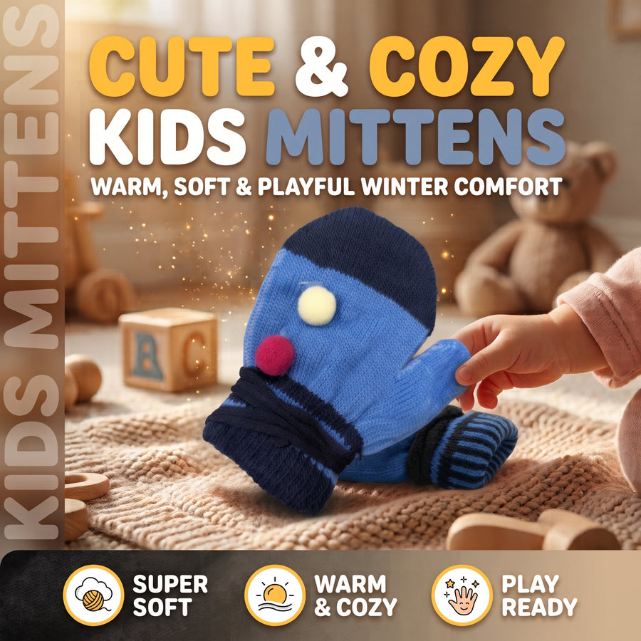 Kids Winter Mittens with Pom-Pom Baby Mitten Glove (1 Pair)