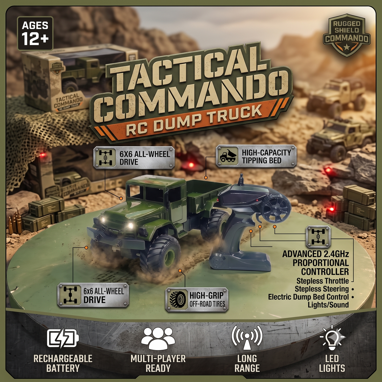Military RC Army Truck with Remote Controller Off-Road