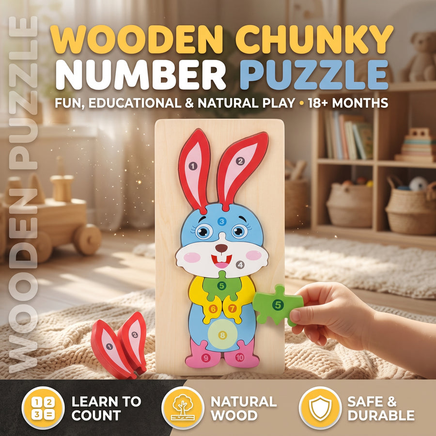 Bunny Rabbit Number 1–10 Chunky Board Puzzle