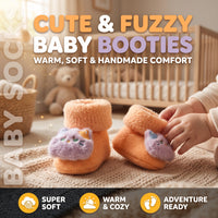 Thumbnail for Baby Fuzzy Socks Booties with Yellow Character 1 Pair