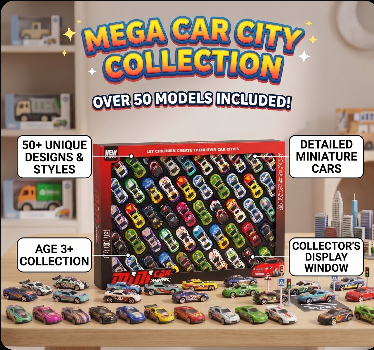 50 Pcs Super Mini Car Model Collection Playset