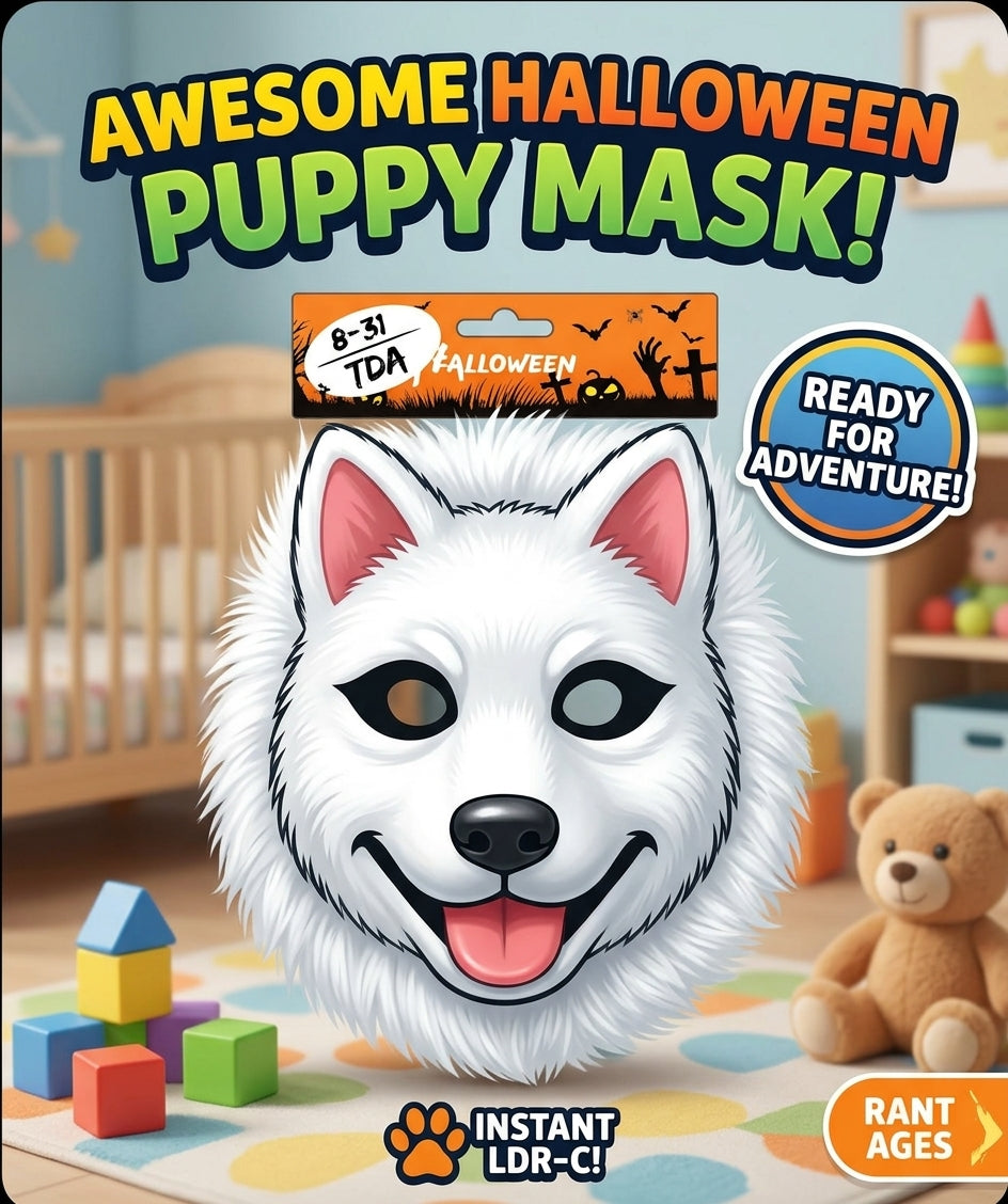 Kids White Wolf Halloween Mask