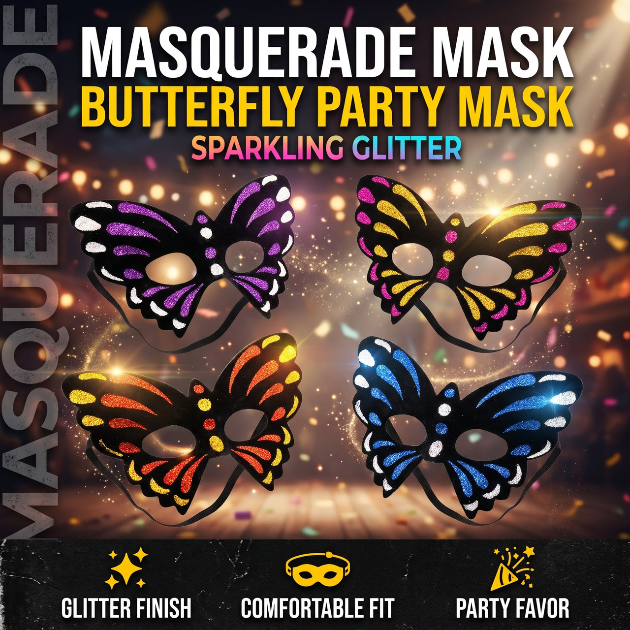 Glitter Butterfly Costume Eye Mask | ToyZone.Pk
