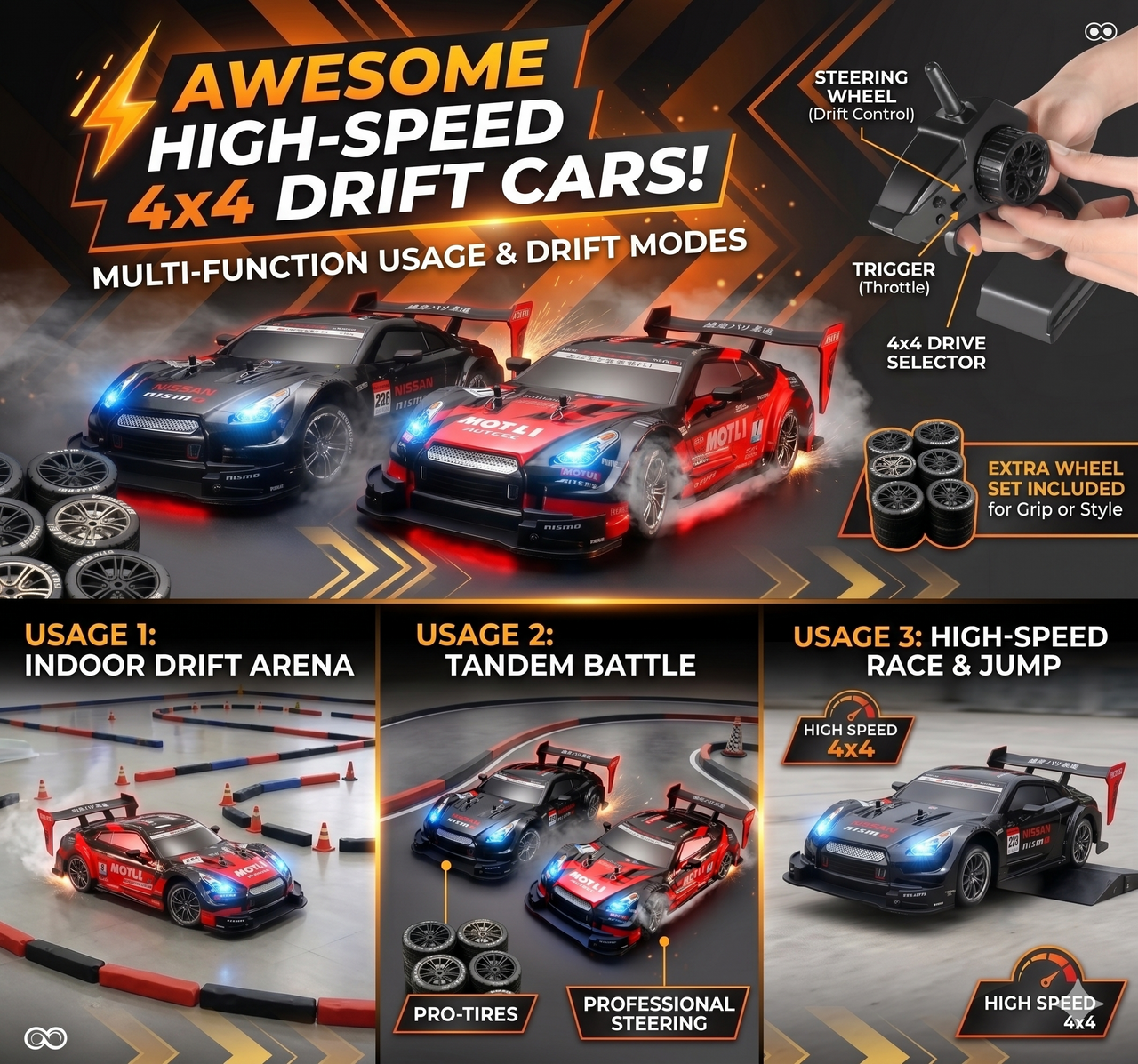 Remote Control Nissan Nismo GT-R High Speed Drift Racing Car