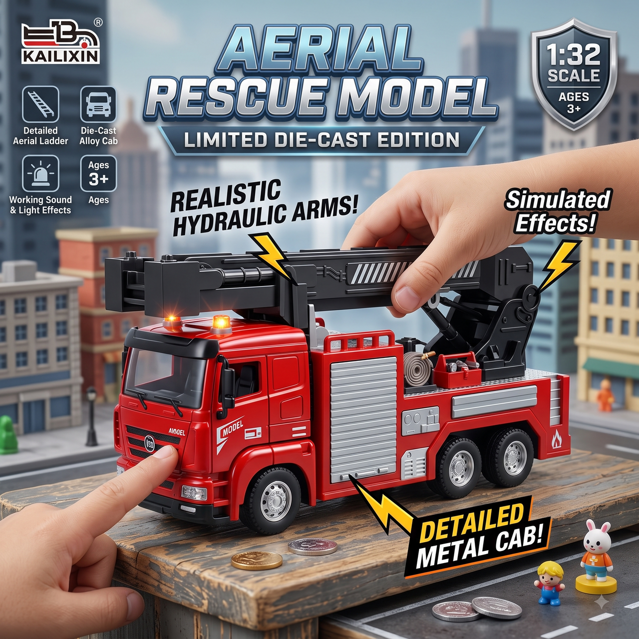 Die-Cast Aerial Ladder Fire Model Truck