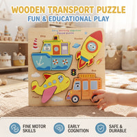 Thumbnail for 4 Transport Chunky Board Puzzle Ship, Rocket, Aeroplane And Bus