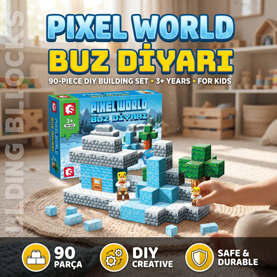 90-Piece Ice Cube Pixel World Magnetic Building Blocks Set