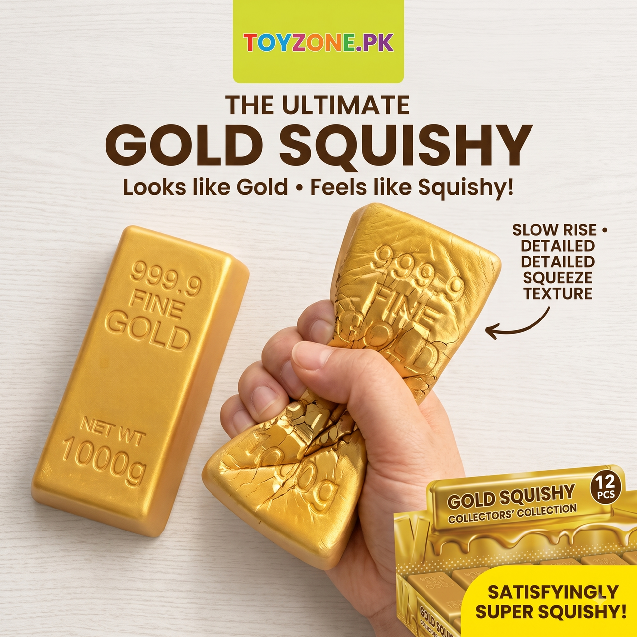 Gold Bar Ultra Firm Stress Squishy Bar