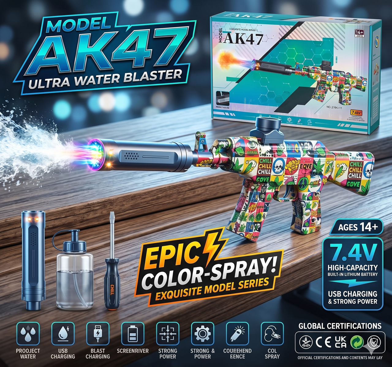 AK47 Automatic Electric Gel Ball Blaster Gun