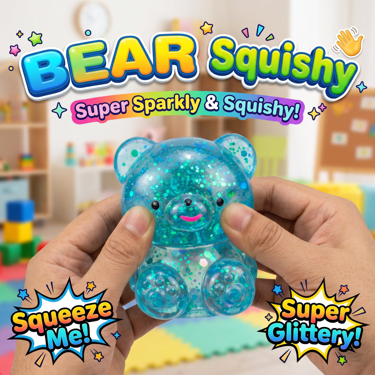 Glitter Teddy Bear Squishy Toy