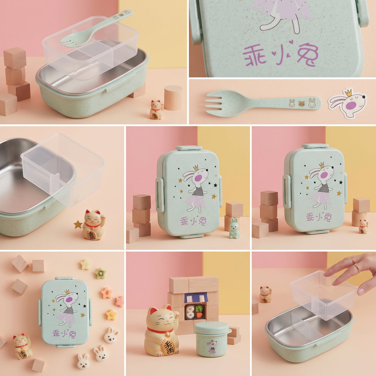 Cute Bunny Kids Food Container Lunch Box