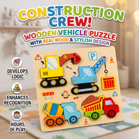 Thumbnail for Wooden Construction Vehicles Puzzle Board